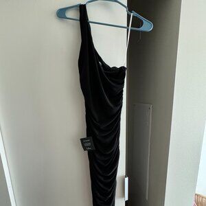 off the shoulder black dress